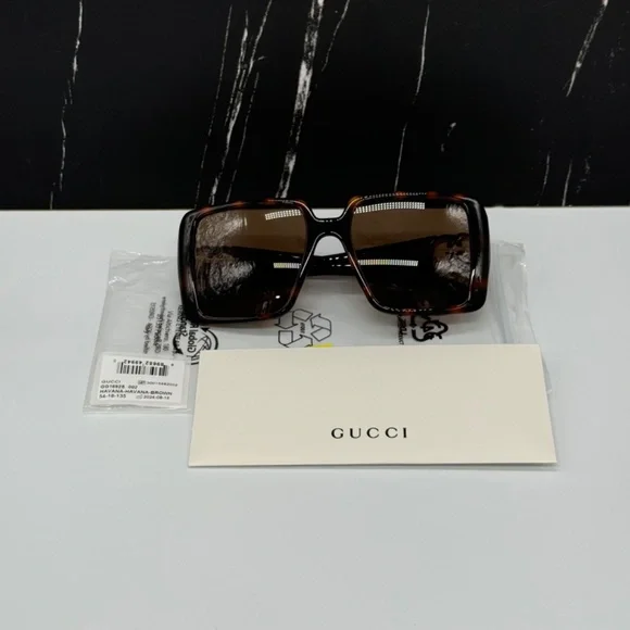 NEW GUCCI GG1692S 002 HAVANA BROWN SQUARE WOMEN GUCCI SUNGLASSES - Picture 10 of 11